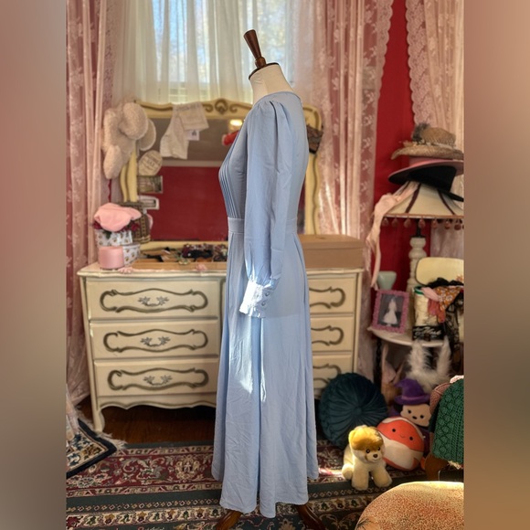 Milumia Women's Elegant Frilled Long Sleeve Pleated Fit & Flare Dress X-Small - Picture 2 of 8